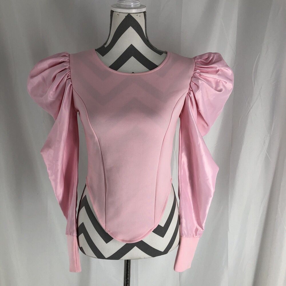 Pink Puffy Long Sleeve Blouse Size Medium M